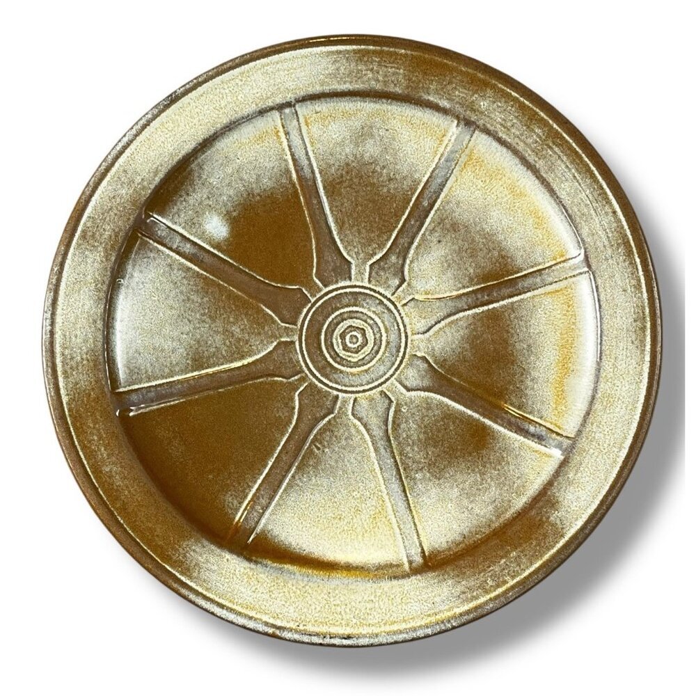 Frankoma Pottery Desert Gold Wagon Wheel Dinner Plate 10-3/8" Vintage 50s MCM